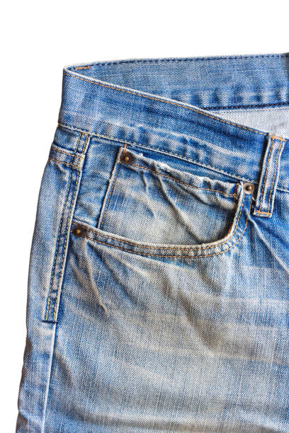 istock Close-up blue jeans with pocket and button isolated on white background 1135034830