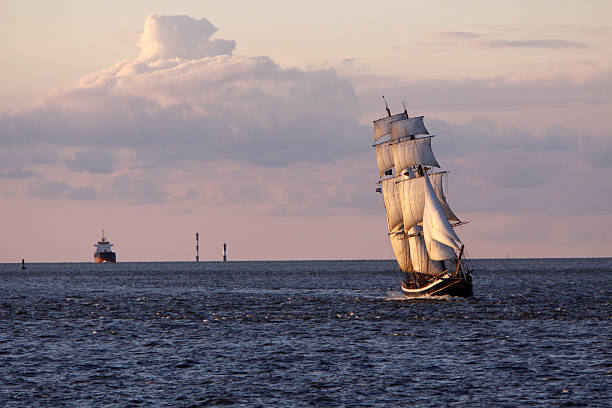 Brigg Morgenster on the North Sea at Cuxhaven stock photo