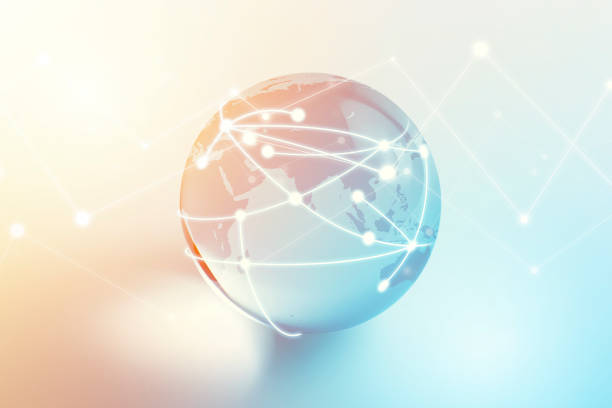 istock Globe Focus on Middle East and Asia with Technology Geometric Network Graphic 1135036902