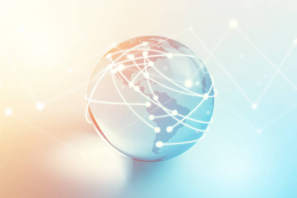 istock Globe focus on America with Technology Geometric Network Graphic 1135036908