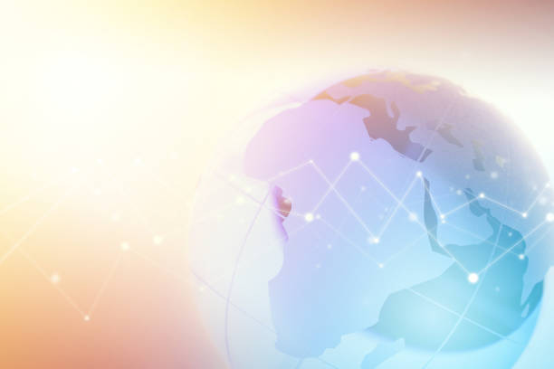 istock Globe Focus on Europe and Africa with Technology Geometric Network Graphic 1135036909