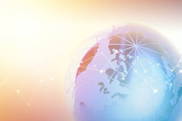 istock Globe Focus on North America with Technology Geometric Network Graphic 1135036914