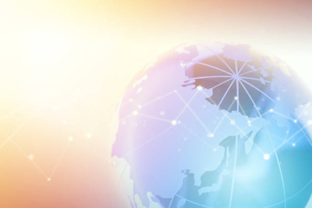 istock Globe Focus on Asia with Technology Geometric Network Graphic 1135036920