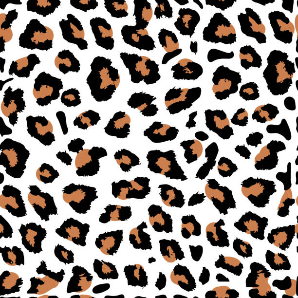 nahtloser, orangefarbener leopardendruck auf weißem hintergrund. vektormuster, textur, hintergrund - exoticism animal africa cheetah stock-grafiken, -clipart, -cartoons und -symbole