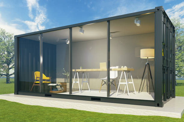 istock Exterior of a build modern office inside cargo 1135038753