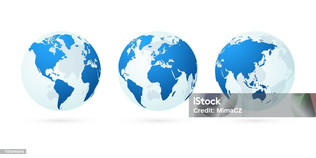 trasparente mondo mappe globo pianeta terra set verde - arte vettoriale royalty-free di Globo terrestre