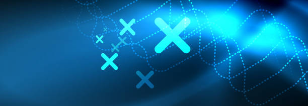 istock Neon glowing techno lines, hi-tech futuristic abstract background template with square shapes 1135040642