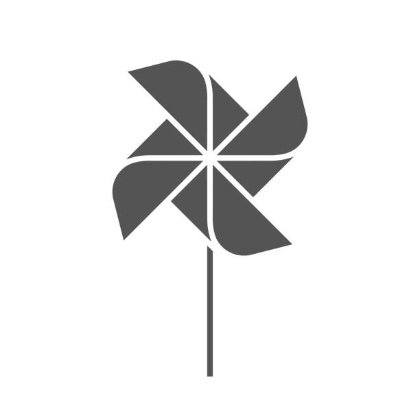 The pinwheel logo The pinwheel logo flat design vector illustrations. Two variants in black and in colors isolated on a white background. colorful paper windmill toy stock illustrations