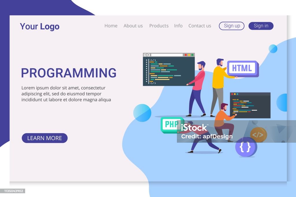 Landing Page Template Programming Stock Illustration - Download Image ...