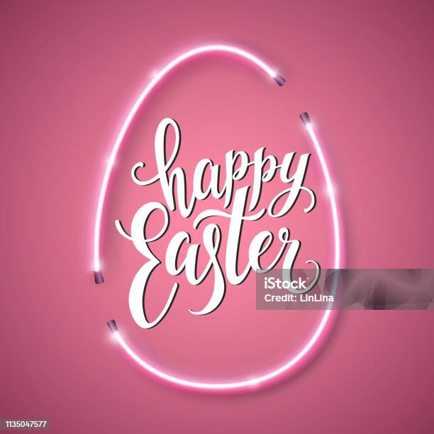 Easter Script Sign Happy Easter Script Lettering Inscription Hand Lettering Card Modern ...