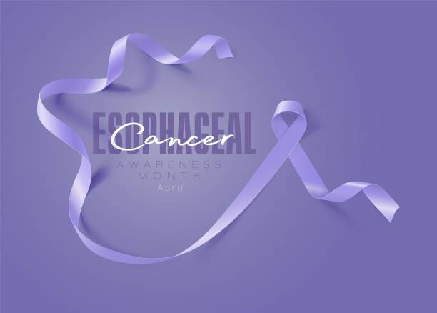 istock Esophageal Cancer Awareness Calligraphy Poster Design. Realistic Periwinkle Ribbon. April is Cancer Awareness Month. Vector 1135049116