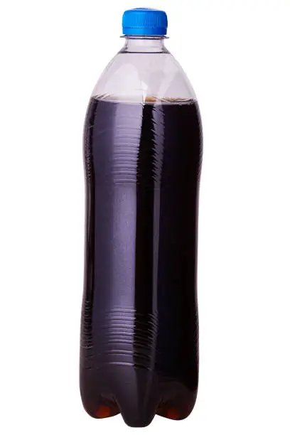 Photo of a big bottle of cola soda isolated