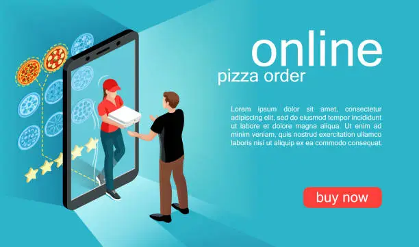 Vector illustration of Pizza delivery composition 2