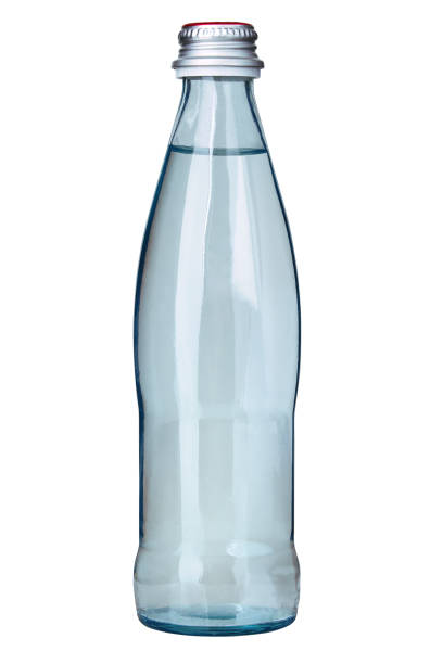 glass  bottle with pure drinking water isolated - water bottle cold purified water imagens e fotografias de stock