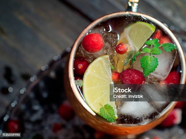Cranberry Pomegranate Moscow Mule Stock Photo - Download Image Now - Moscow Mule, Cranberry, Mule