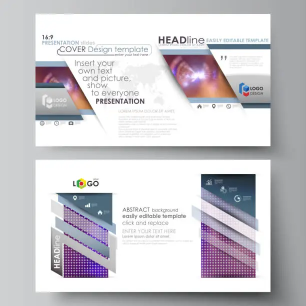 Vector illustration of Business templates in HD format for presentation slides. Easy editable abstract vector layouts in flat style. Bright color colorful design, beautiful futuristic background.