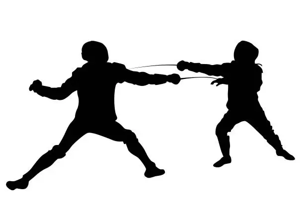 Vector illustration of Compete in fencing