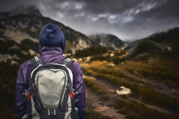 istock Traveling alone in the mountains at sunset 1135063966