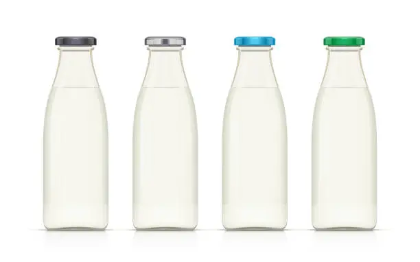 Vector illustration of Glass milk bottle. Vector illustration.