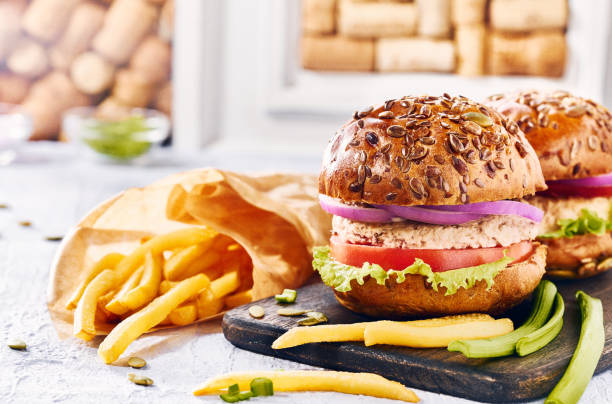 istock Tasty homemade burger with chicken 1135065252