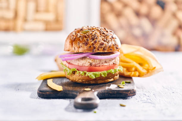 istock Tasty homemade burger with chicken 1135065315