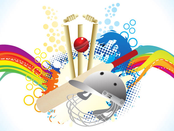abstrakcyjny artystyczny kreatywny krykiet eksploduje - sport of cricket cricket player cricket field bowler stock illustrations