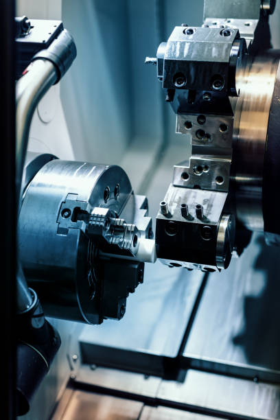 istock Machine tool in metal factory with drilling cnc machines 1135067534