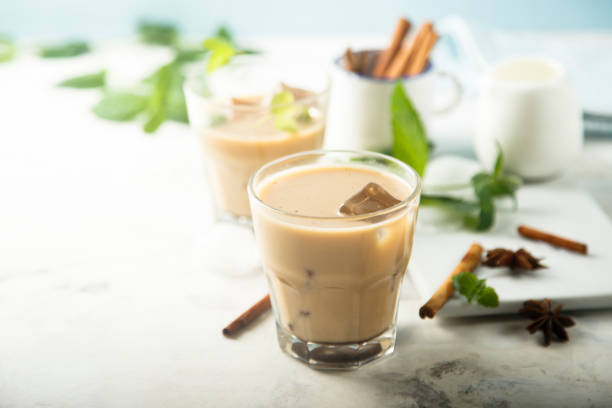 Cold brew coffee Spicy cold brew coffee tea with milk stock pictures, royalty-free photos & images