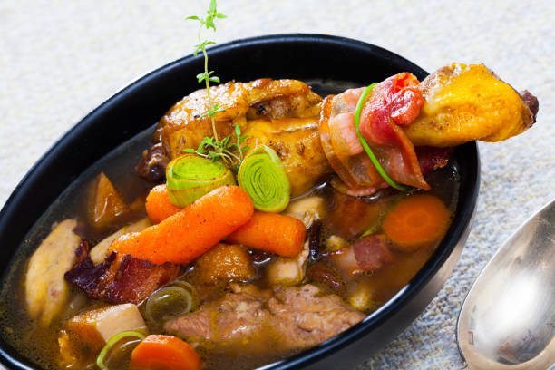 istock Thick chiken soup with smoked bacon 1135071936