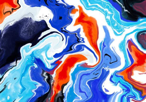 istock Super duper gorgeous abstract painting. Liquid paint technique background. Marble effect painting. Background for wallpapers, posters, cards, invitations, websites. Mixed blue, navy and orange. 1135073169