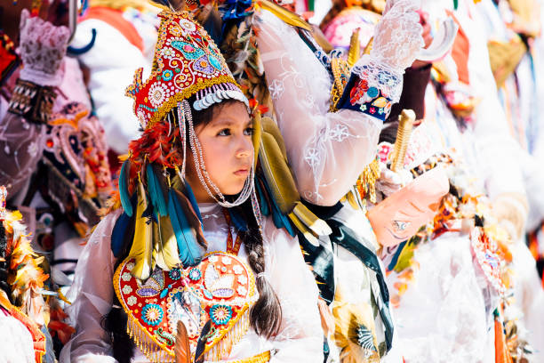 young girl on assumption day in Coya stock photo