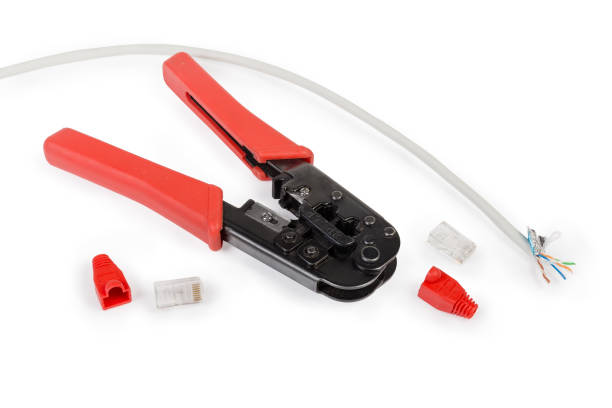 istock Crimping pliers, cable and connectors with caps for twisted pair 1135073254