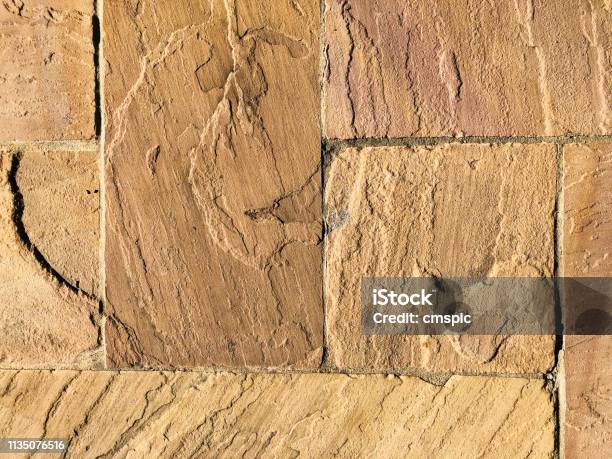 Background Of Sandstone Tiled Stock Photo - Download Image Now - Patio, Sandstone, Abstract