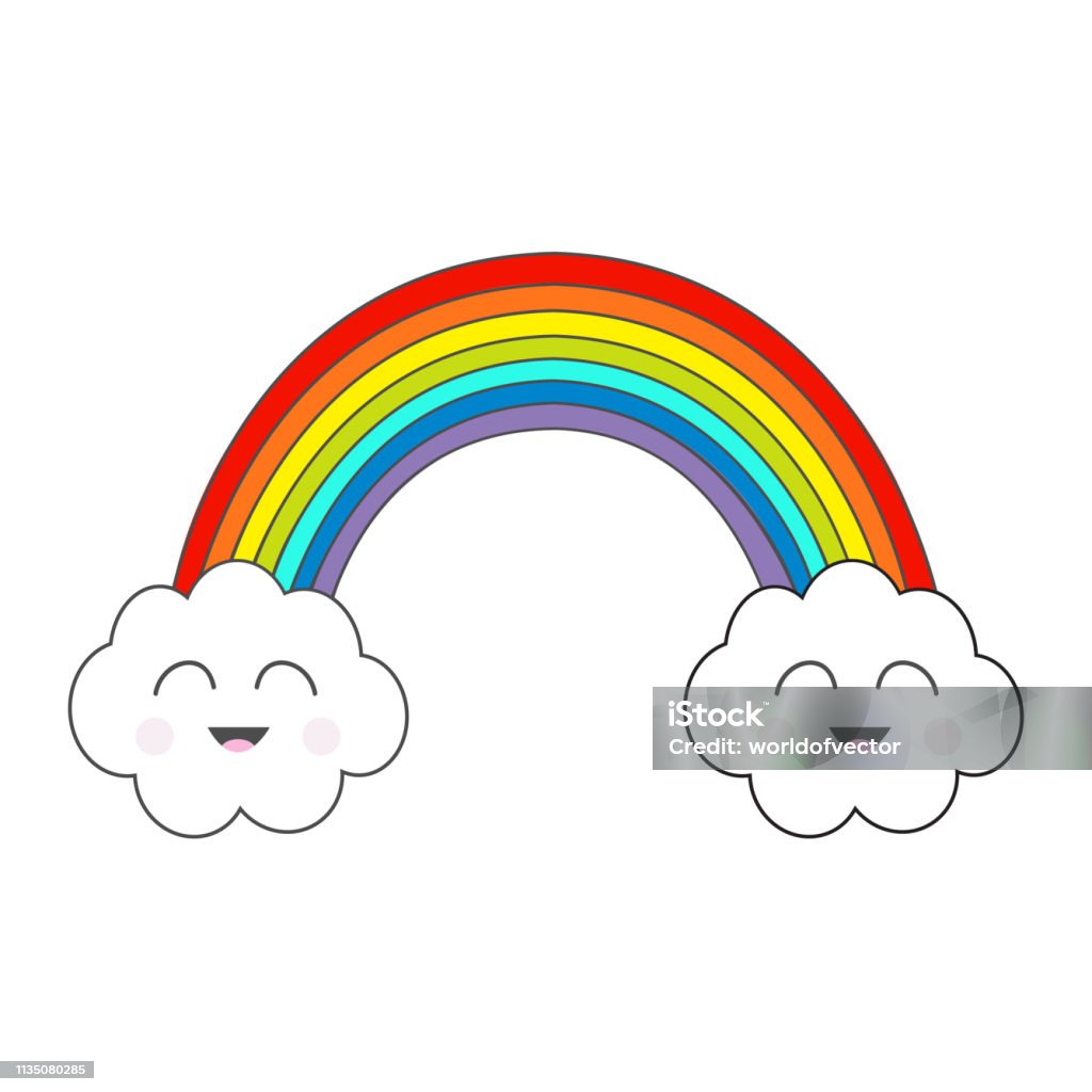 Rainbow And Two Contour Clouds Smiling Face Emotion Cute Cartoon Kawaii  Character Lgbt Sign Symbol Flat Design White Background Isolated Stock  Illustration - Download Image Now - iStock