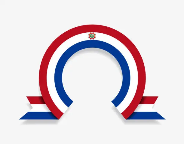 Vector illustration of Paraguayan flag rounded abstract background. Vector illustration.