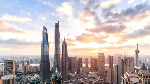 istock Shanghai skyline and cityscape at sunset 1135084418