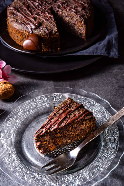 istock juicy poppy seed cake with apples and chocolate glaze 1135084449