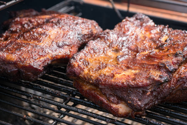 istock Grilled pork ribs on a grill. 1135084463