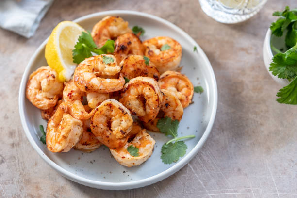istock Spicy garlic chili Prawns Shrimps 1135084875