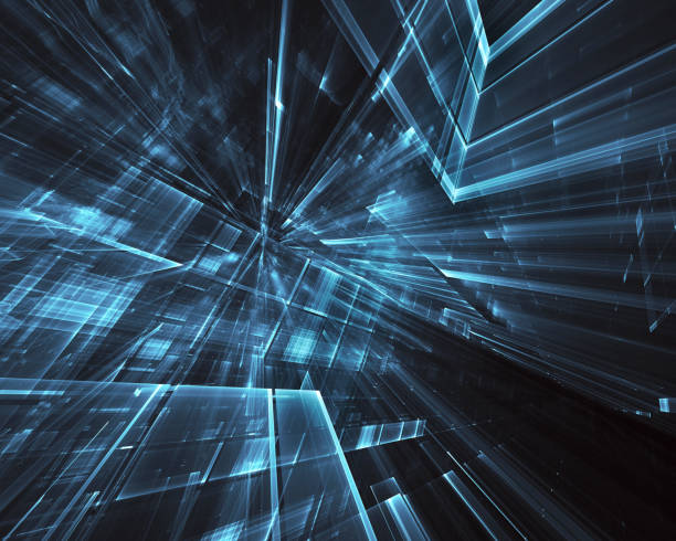 istock Abstract 3D fractal background, 3D illustration. Virtual Neon City 1135084913