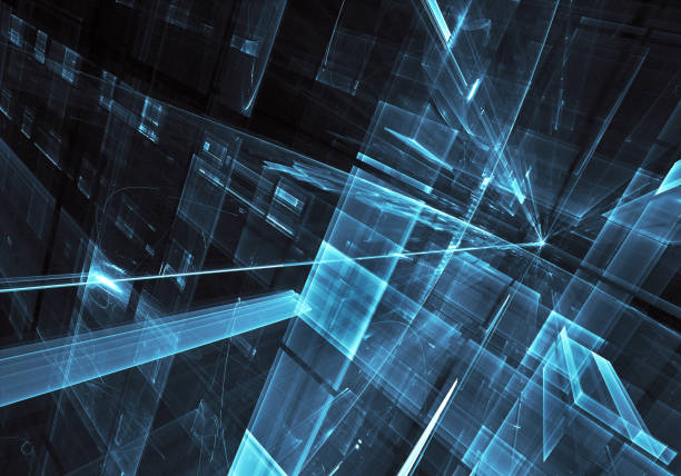 istock Abstract 3D fractal background, 3D illustration. Virtual Neon City 1135085054