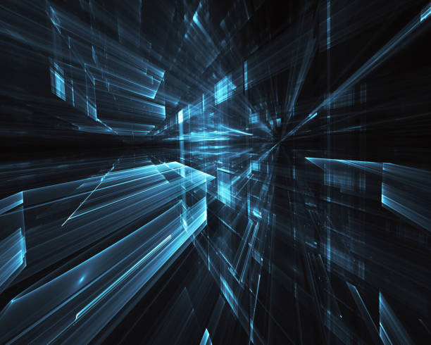 istock Abstract 3D fractal background, 3D illustration. Virtual Neon City 1135085136