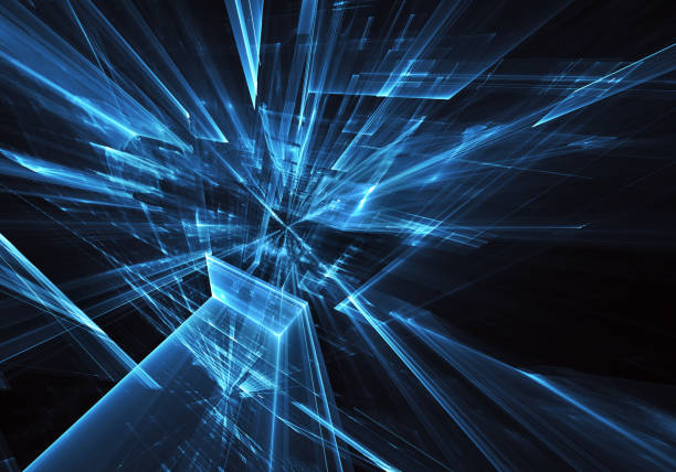 istock Abstract 3D fractal background, 3D illustration. Virtual Neon City 1135085149
