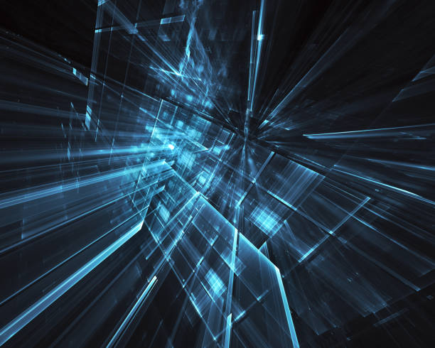 istock Abstract 3D fractal background, 3D illustration. Virtual Neon City 1135085293