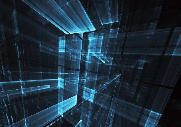 istock Abstract 3D fractal background, 3D illustration. Virtual Neon City 1135085310