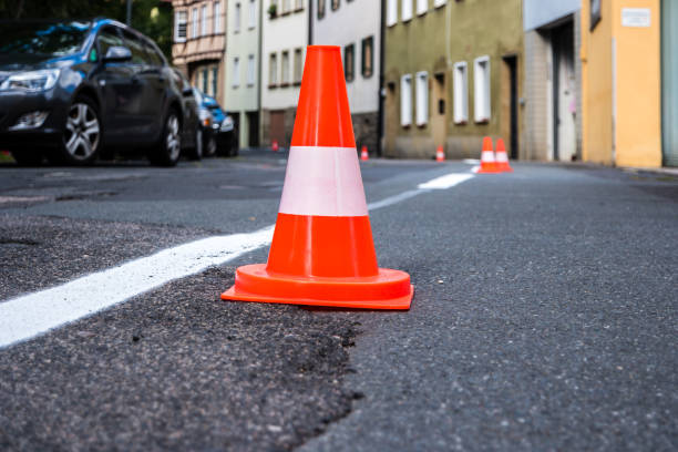 istock Road marking work in the city 1135086298