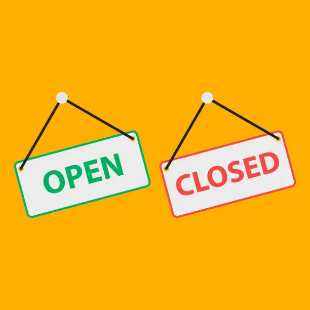 Vector illustration of Open and closed sign fod door