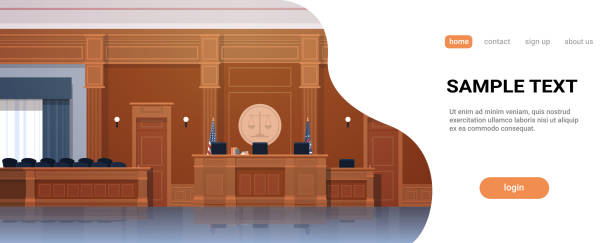 istock empty courtroom with judge workplace and jury box seats modern courthouse interior justice and jurisprudence concept horizontal banner copy space 1135087131