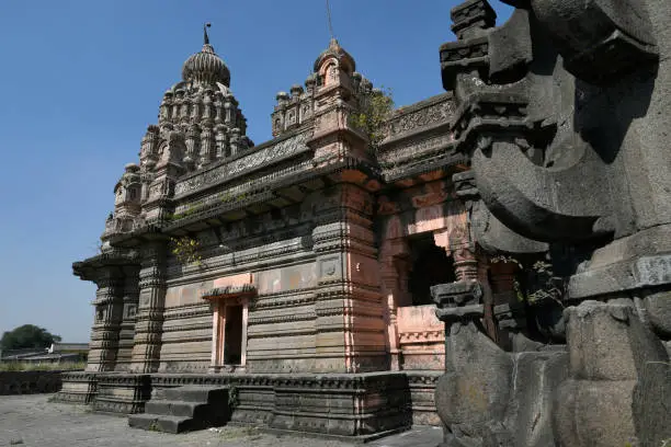 Photo of Sangameshwar temple from the period of Peshwas in basalt stone masonry at Saswad, Pune