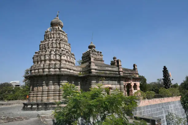 Photo of Sangameshwar temple from the period of Peshwas in basalt stone masonry at Saswad, Pune